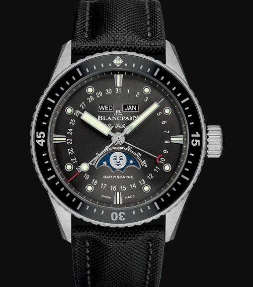 Blancpain Fifty Fathoms Watch Review Bathyscaphe Quantième Complet Phases de Lune Replica Watch 5054 1110 B52A